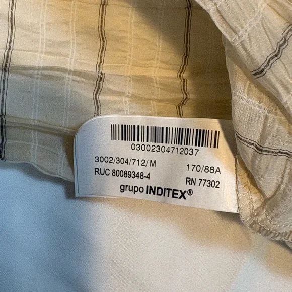 Zara women's cream striped crinkled blazer shirt top cropped medium - Picture 5 of 9